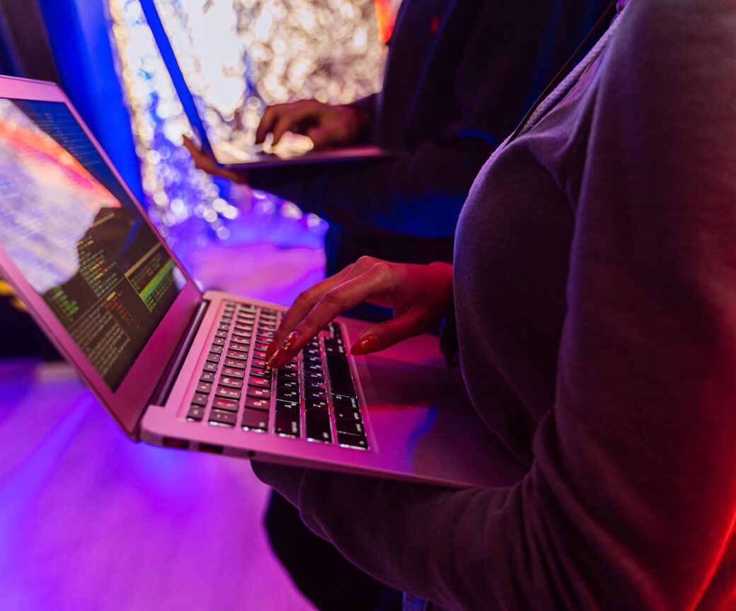 Holding laptop