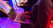 Holding laptop